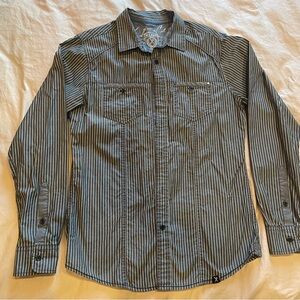 Marc Ecko Black and White Striped Button Down Shirt